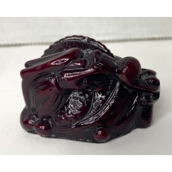Vintage Chinese Red Resin Lucky Dragon Feng Shui Sculptured Statues Lot of 3 - Picture 6 of 10